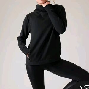 Athleta Cozy Karma Twist Neck Sweatshirt In Black Size Small